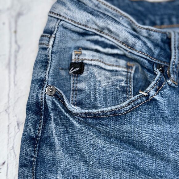 KanCan Nala Mid Rise Ankle Skinny Jeans Women’s Distressed Frayed Hem - Picture 4 of 8